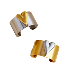 Half & Half Heart Ring (Adjustable)