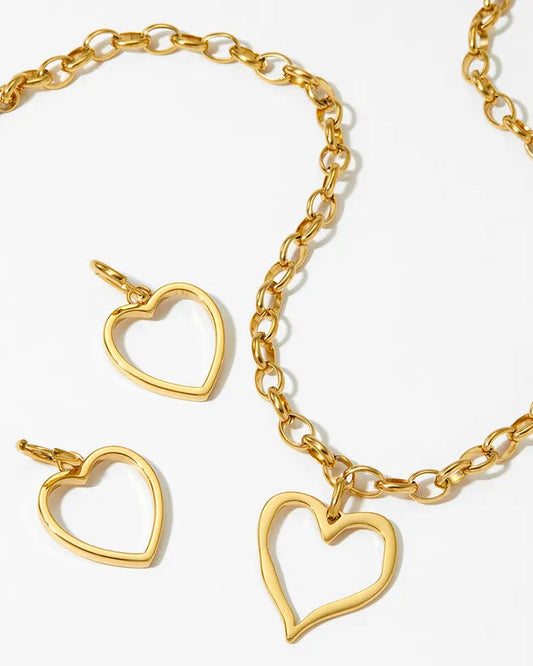 Chunky Hollow Heart Necklace