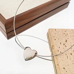 Silver Heart Choker Necklace