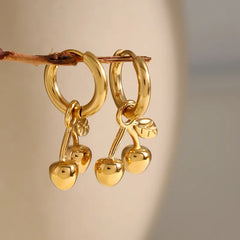 Cherry Hoop Earrings – Playful & Trendy Gold-Plated Hoops