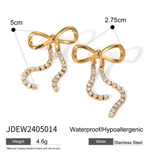 Coquette Bow Earrings – Elegant Pearl & Gold Statement Earrings