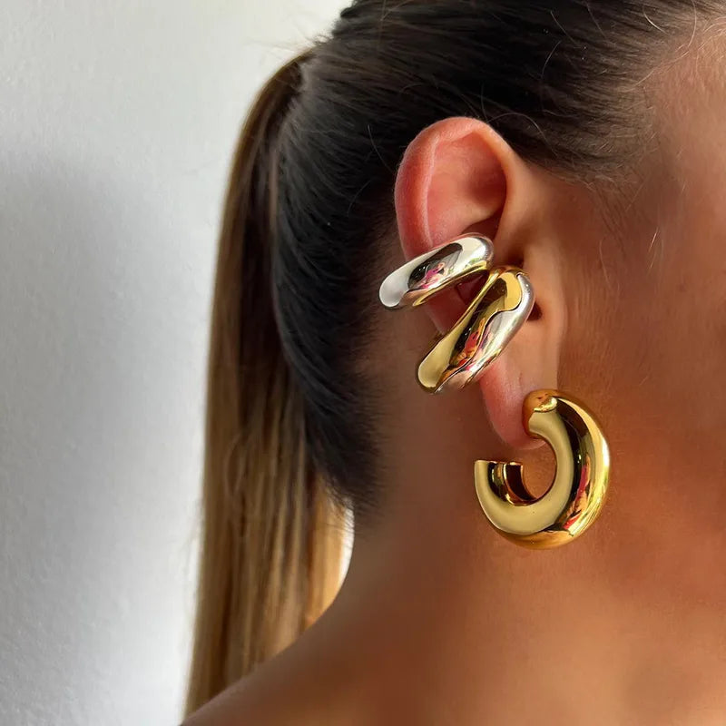 Day 23 - Chunky Earcuff Gold/Silver