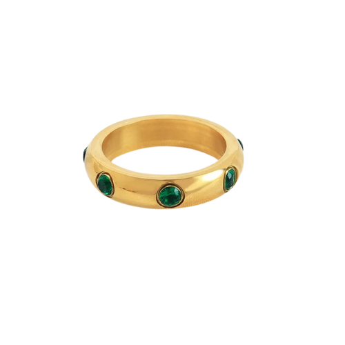 Gold Green Emerald Ring