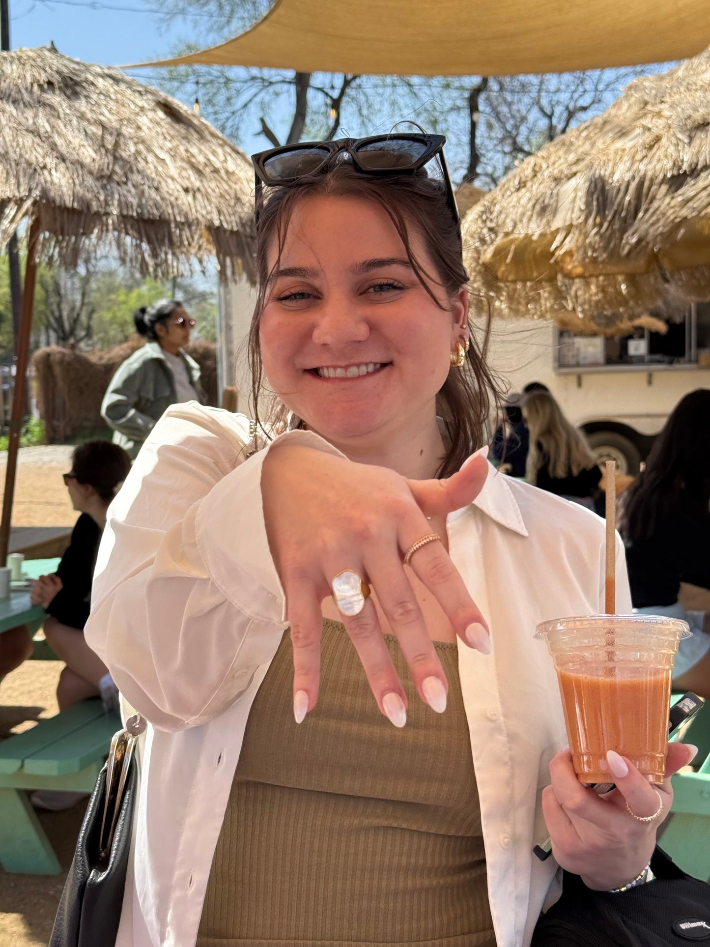 Chunky Mother of Pearl Gold Ring