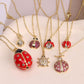 Pinky Lady Bug Necklace