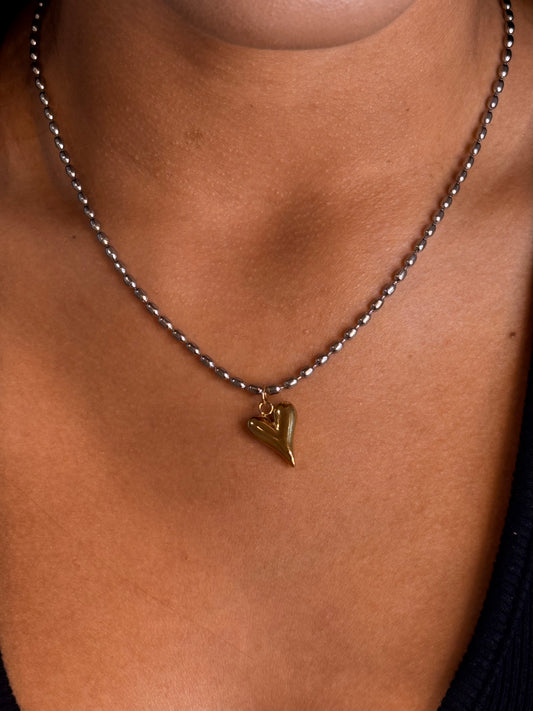 Gold Beads Heart Necklace