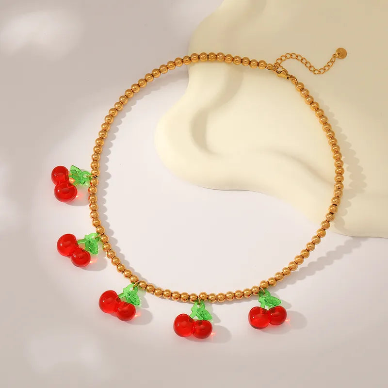 Cherry Beads Necklace – Playful & Dainty Coquette Jewelry