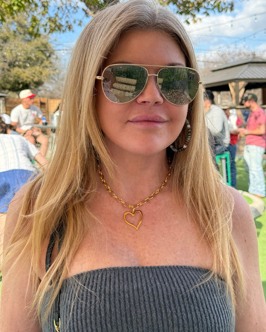 Chunky Hollow Heart Necklace