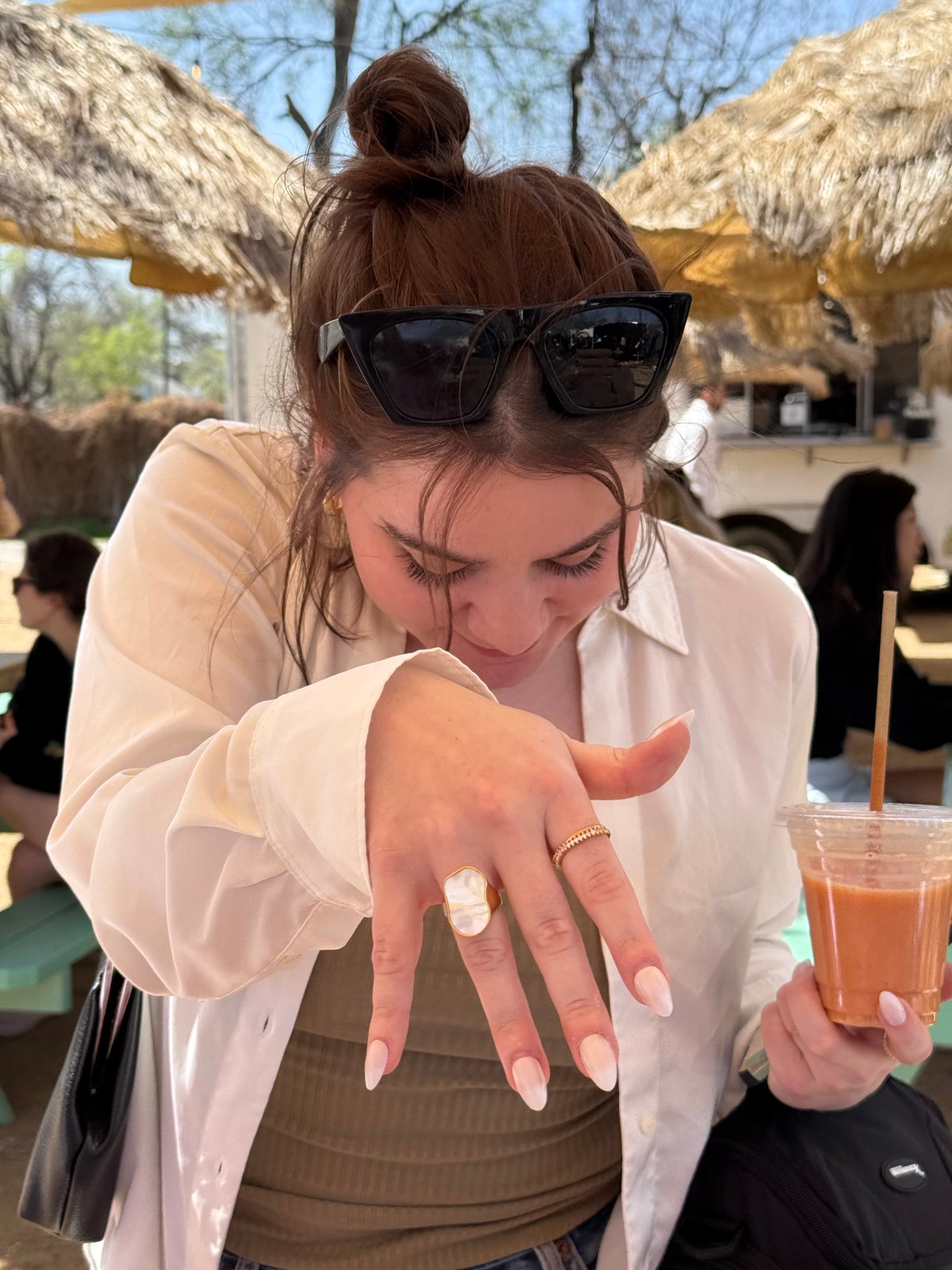 Chunky Mother of Pearl Gold Ring