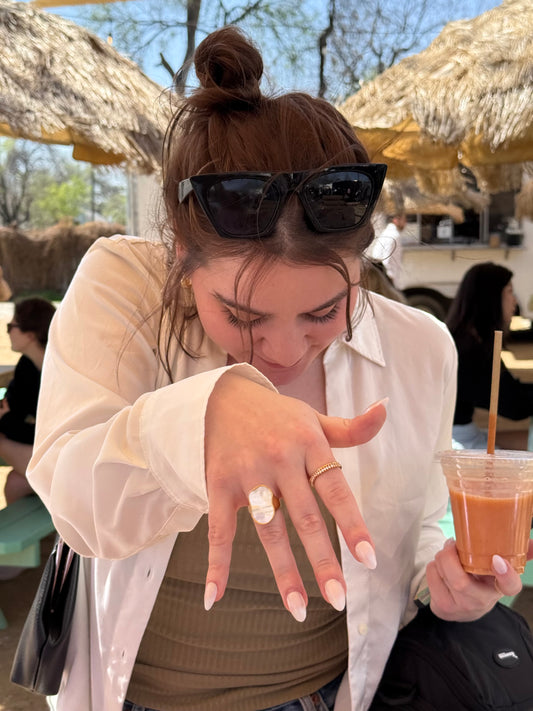 Chunky Mother of Pearl Gold Ring