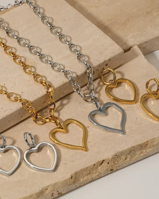 Chunky Hollow Heart Necklace