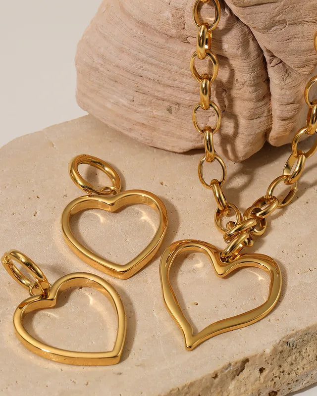 Chunky Hollow Heart Necklace