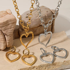 Chunky Hollow Heart Necklace – Bold & Elegant Statement Jewelry