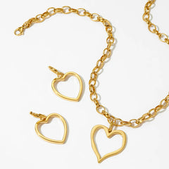 Chunky Hollow Heart Necklace